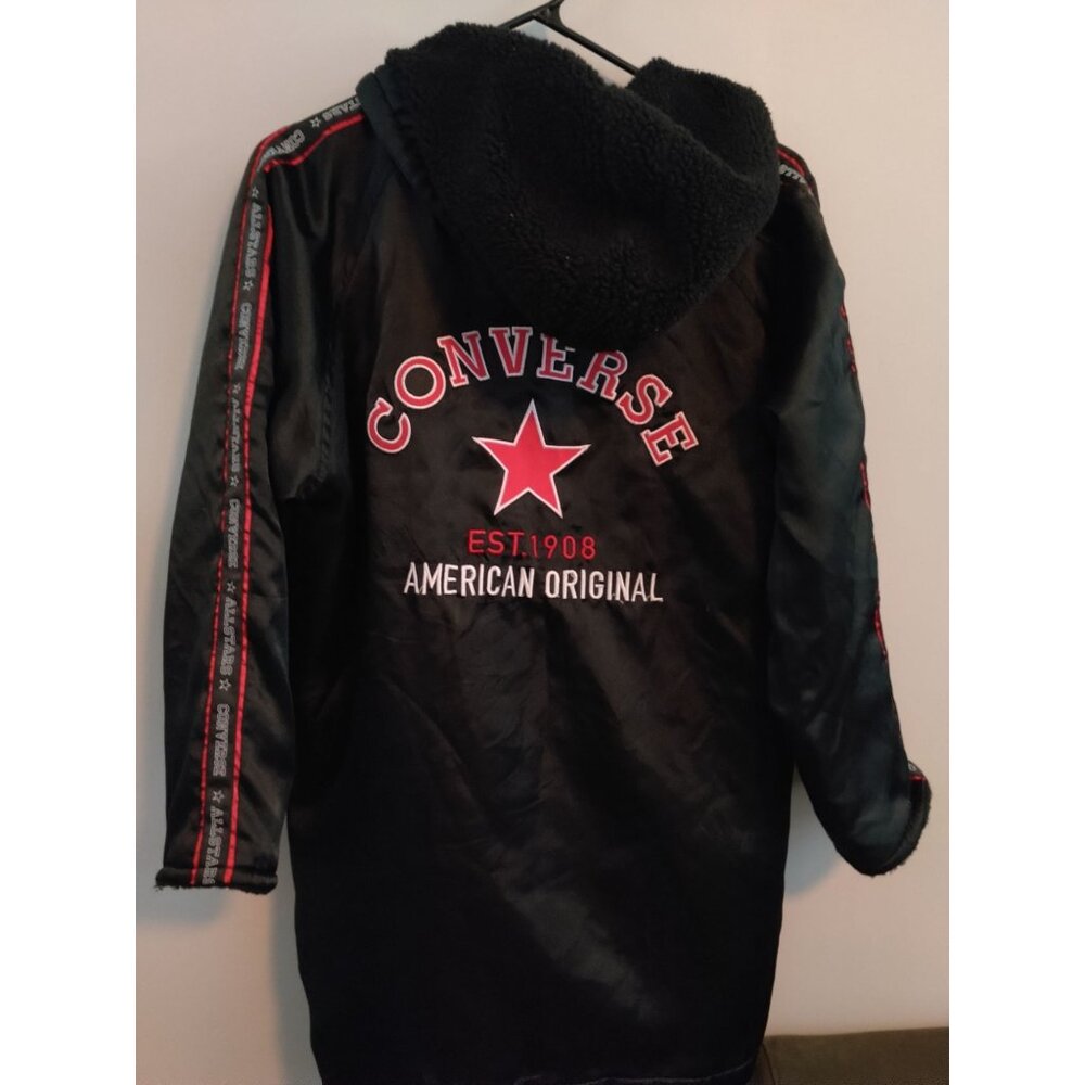 Converse All Star Fleece Lined Coat.  Black and Red. Unisex  Youth XL Women's M/